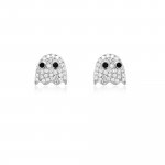 Sterling Silver CZ Halloween Boo Ghost stud earrings (ST-1599)