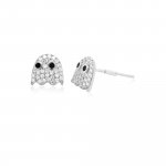 Sterling Silver CZ Halloween Boo Ghost stud earrings (ST-1599)