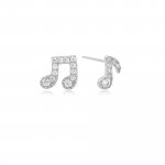 Sterling Silver CZ Mis-Match Music Notes Stud Earrings (ST-1600)