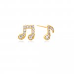 Sterling Silver CZ Mis-Match Music Notes Stud Earrings (ST-1600)