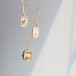 Sterling Silver Gold Vermeil Shining Opal Locket Necklace (N-1533)