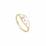 Sterling Silver Gold Vermeil Celestial White Enamel Ring (R-1622-W)