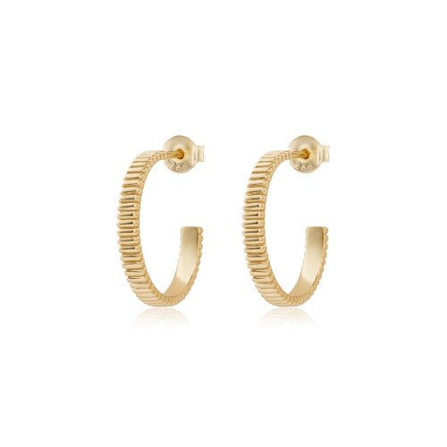 Sterling Silver Gold Vermeil Thin Scalloped Hoops (HP-1097)