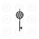 Silver Black CZ Tiffany Inspired Key Pendant (P-1069-B)