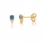 Sterling Silver Gold Vermeil Mini Opal with Tripod CZ Studs (ST-1612)