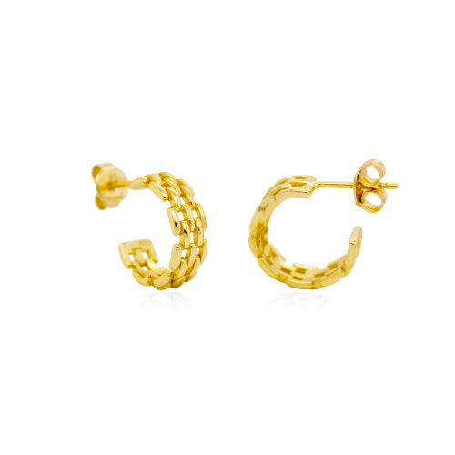 Sterling Silver Gold Vermeil Chunky Panther Link Hoops (HP-1098)