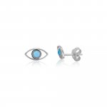 Sterling Silver Opal Evil Eye Studs (ST-1613)