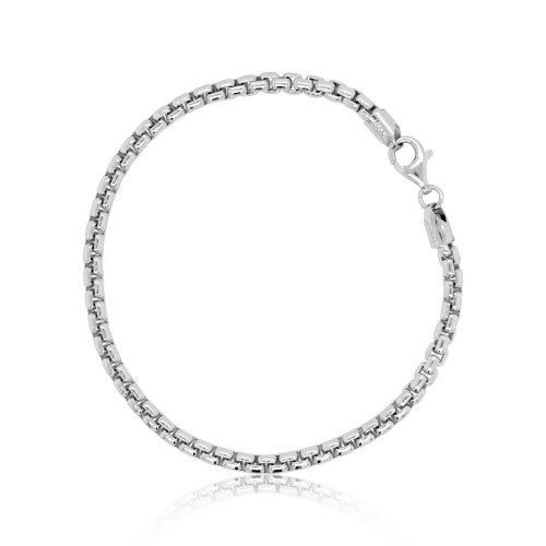 Sterling Silver Rhodium Plated Rounded Box Chain 3.79mm (RBOX300-RH)
