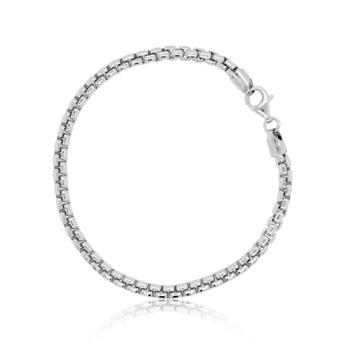 Sterling Silver Rhodium Plated Rounded Box Chain 4.22mm (RBOX400-RH)
