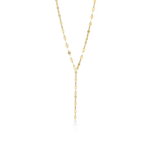 10k Yellow Gold Buckle Chain Fancy Lariet Necklace (GC-10-1196)