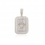 Sterling Silver CZ Crown Rolex Inspired Men's DogTag Pendant (P-1492)