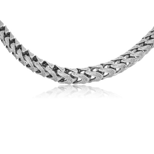 Sterling Silver Rhodium Plated HipHop CZ Pave Franco 26&quot; Men&#039;s Chain Necklace (N-1526)