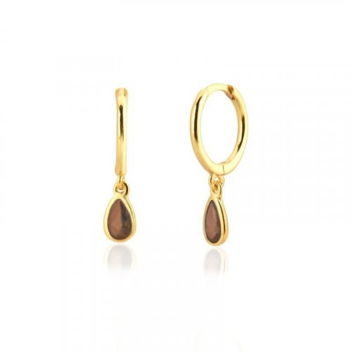 Sterling Silver Gold Vermeil CZ Teardrop Huggies