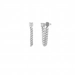 Sterling Silver Single CZ Studs With Dangle Chain (ST-1624)