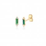 Sterling Silver Gold Vermeil Rectangular CZ Studs (ST-1620)