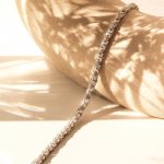 Sterling Silver Rhodium Plated Floral CZ Tennis Bracelet (BR-CZ-145)