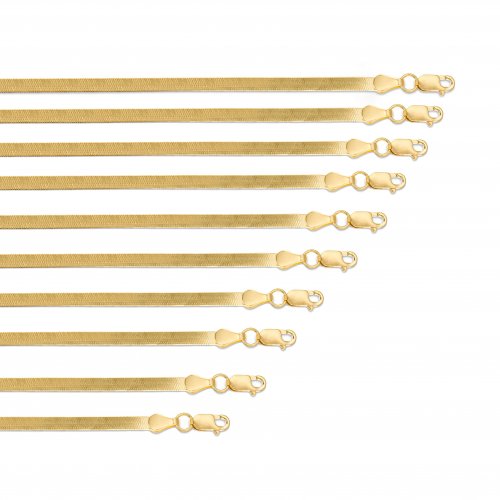 Black Friday:  14K Gold Vermeil Herring Bone 50 Chain 4.45mm Pack of 10 (HB50-G-PACK)