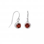 Sterling Silver Classical Round CZ Halo Dangle Earrings (ER-1370)