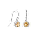 Sterling Silver Classical Round CZ Halo Dangle Earrings (ER-1370)