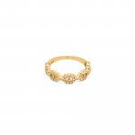 Sterling Silver Gold Vermeil CZ Pave Puffed Gucci Link Ring (R-1625)