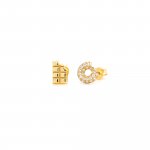 Sterling Silver Gold Vermeil CZ Doughnut & Choco Studs (ST-1631)