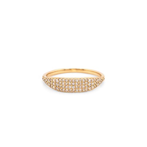 10K Yellow Gold Pave CZ Slim Signet Ring (GR-10-1111)