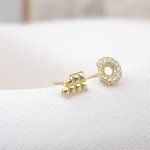 Sterling Silver Gold Vermeil CZ Doughnut & Choco Studs (ST-1631)