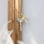 Sterling Silver Gold Vermeil Designer Inspired Tiffany Key CZ Necklace (N-1543)