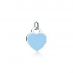 Silver Assorted Tiffany Inspired Turquoise Heart Dog-Tag Pendant 12mm (DT-H-101-T)