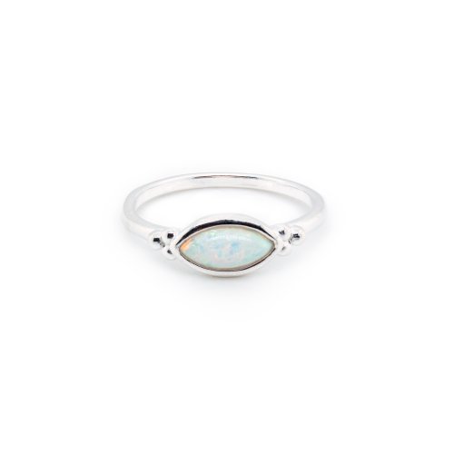 Sterling Silver Bezel Set Oval Opal Ring (R-1626-WO)