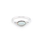Sterling Silver Bezel Set Oval Opal Ring (R-1626-WO)