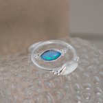 Sterling Silver Bezel Set Oval Blue Opal Ring (R-1626-BO)