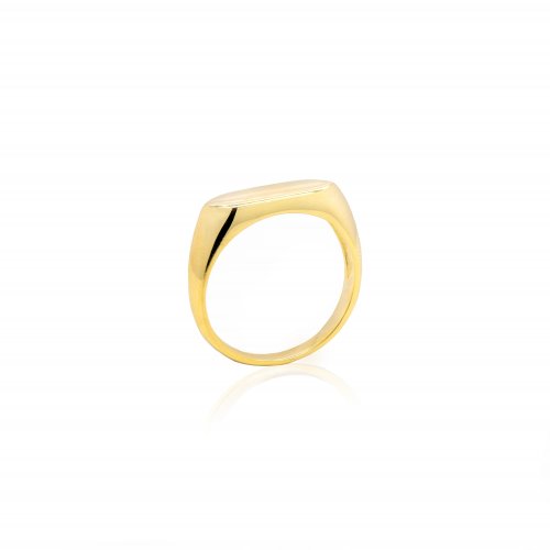 Sterling Silver Gold Plated Slim Signet Ring (R-1629-G)