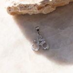 Sterling Silver Rhodium Plated CZ Om Pendant (P-1494)
