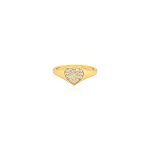 Sterling Silver Gold Vermeil CZ Pave Heart Signet Ring (R-1632)