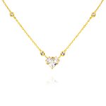 Sterling Silver CZ Heart Necklace (N-1549)