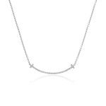 Sterling Silver Curved T-Bar with CZ Tiffâny Inspired Necklace (N-1156)