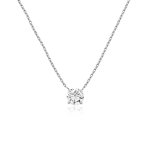Sterling Silver CZ Single Stone Necklace (N-1148)