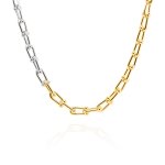 Sterling Silver Gold Vermeil Two Tone Links Necklace (N-1553)