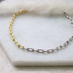Sterling Silver Gold Vermeil Two Tone Links Necklace (N-1553)