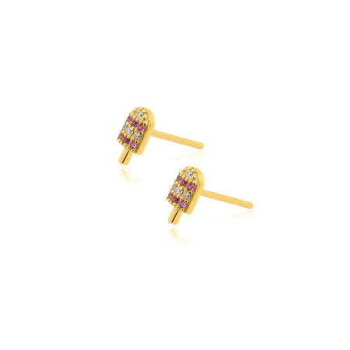 Sterling Silver Gold Vermeil CZ Popsicle Studs (ST-1639)