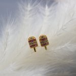 Sterling Silver Gold Vermeil CZ Popsicle Studs (ST-1639)