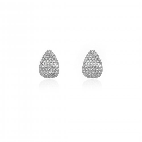 Sterling Silver Chunky CZ Pave Tear Drop Studs (ST-1640)