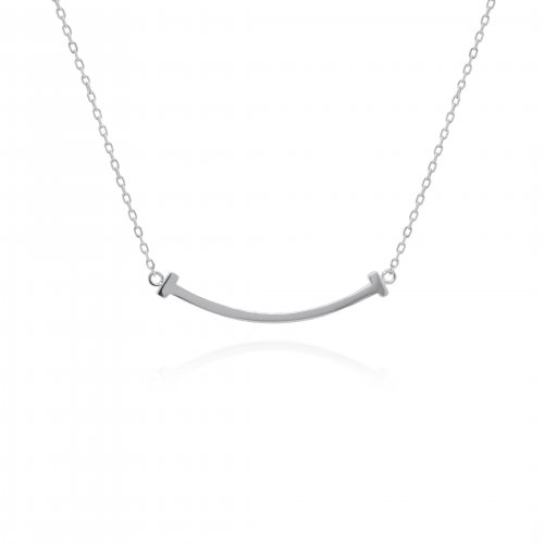 Sterling Silver Curved Bar Necklace (N-1564)