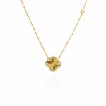 Sterling Silver CZ Clover with Floating CZ Necklace (N-1566)