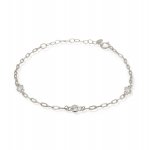 Sterling Silver Paperclip CZ By The Yard Anklet (ANK-1116)