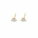 Sterling Silver Gold Vermeil Marquise Cut CZ & Opal Stud Earrings (ST-1642)