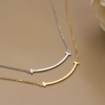 Sterling Silver Curved Bar Necklace (N-1564)