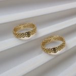 Sterling Silver Gold Vermeil Chunky CZ Panther Link Ring (R-1636)