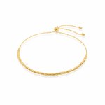 10K Yellow Gold Refection Cut Tube Beads Adjustable Bracelet (GB-10-1121)